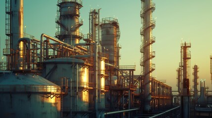 Power station clean modern factory Petroleum petrochemical industry building outdoors landscape wide
