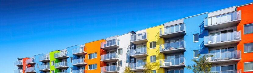 Bay Window Beauty: Exterior of Residential Complex Enhanced by Colorful Bay Windows
