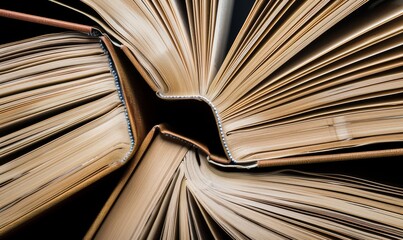 Naklejka premium a book laying open with its pages turning very rapidly and automatically, viewed diagonally from above and front