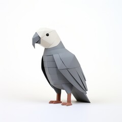 African Grey Parrot talking, Origami, landscape, animal