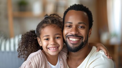 Father and daughter enjoying quality time, captured in a spontaneous, joyful home shot
