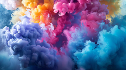 An explosion of multicolored smoke, blending together in a wild display of abstract expressionism.