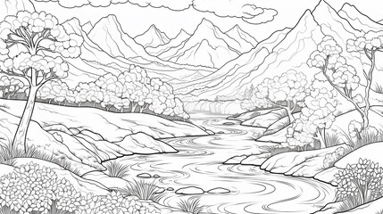 Beautiful scenery vector featuring decoration and doodle