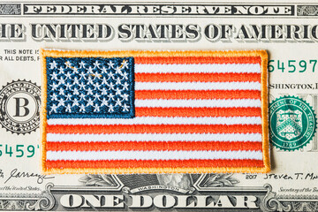 The symbol of the United States against the background of the dollar, the economic and financial concept of Americans