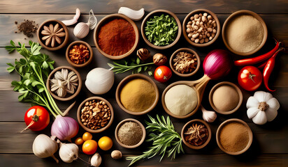 herbs, spices and garlic 