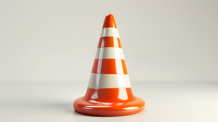 Animated 3D Cartoon Traffic Cone Icon Illustration in Colorful Style for Traffic Safety Concept