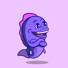 Chef fish mascot cartoon can be used as mascot or part of a logo. Sea food logo design.