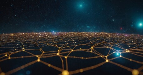 Communication network of urban city. Smart city. Internet of Things IoT wireless network and technology at night with light line