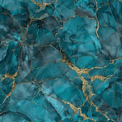 Luminous Turquoise Marble Texture with Gold Details