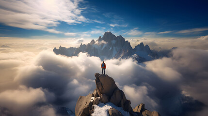 Man on top of a mountain