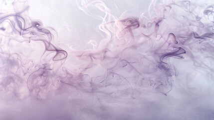 Soft wisps of smoke in pale pink and lavender, gently diffusing across a soft grey background, evoking a sense of calm and serenity in a high-definition capture.