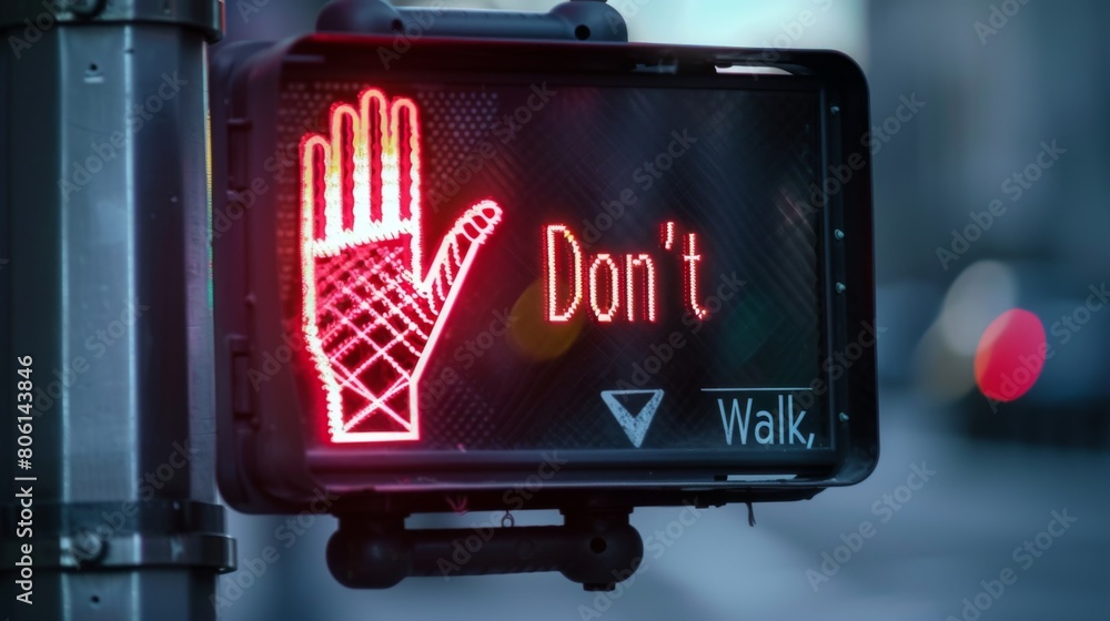 Poster a pedestrian crossing signal indicating 