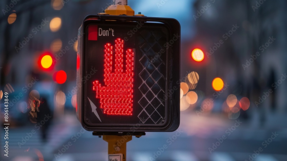 Poster a pedestrian crossing signal indicating 