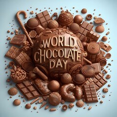world chocolate day 3D wallpaper with a globe made out of chocolate