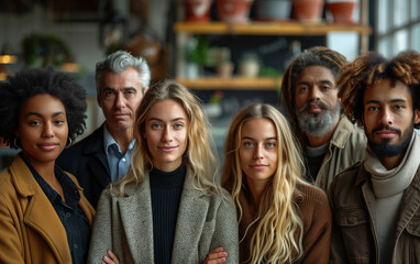 Obraz premium Diverse team standing together. Generative AI
