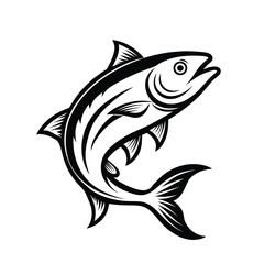 Fototapeta premium Salmon ink sketch style on white background, vector illustration