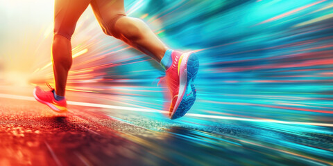 Professional athlete running. Sport, Olympic games background