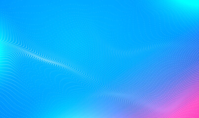 Abstract Glowing Particle Dots Technology Background. Digital wave with many dots and particles. Technology or science banner. Big data visualization. Plexus. Music, Sound, techno. Science. Vector.