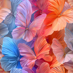 Rainbow Butterflies Background, Seamless Pattern
