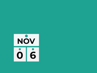 November  6 calendar reminder. 6 November  daily calendar icon template. Calendar 6 November  icon Design template. Vector illustration
