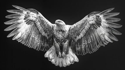 vector photo of an eagle with its wings spread wide preparing to catch
