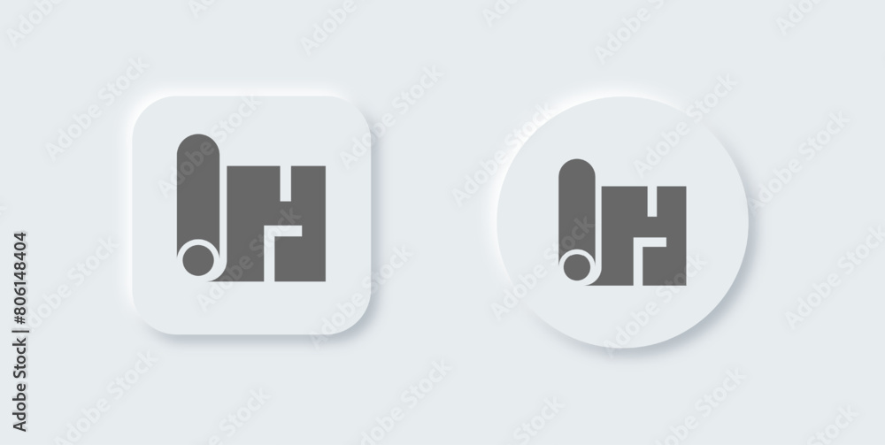 Poster blueprint solid icon in neomorphic design style. draft signs vector illustration.