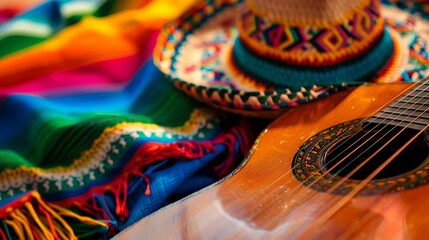 Hispanic Traditional Clothing and Music Instruments