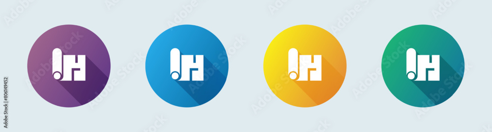 Poster blueprint solid icon in flat design style. draft signs vector illustration.