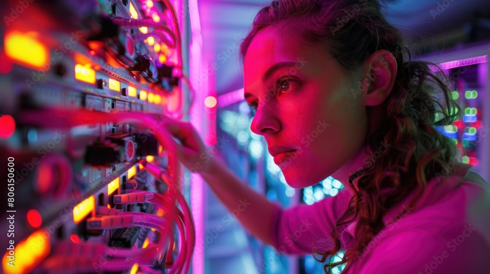 Aufkleber an it professional discusses servers, technology, and networking with colleagues. in this video, you