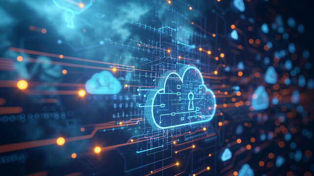 Data Security,Utilize icons like keys, shields, or encryption symbols to convey the significance of security and data protection. Cloud Computing
