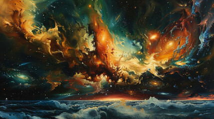 Obraz premium Enigmatic Cosmos Exploring the Depths of Cosmology