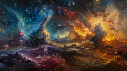 Obraz premium Enigmatic Cosmos Exploring the Depths of Cosmology