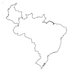 Obraz premium Outline of the map of Brazil, Colombia