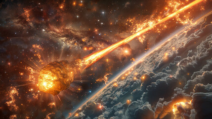 Fototapeta premium Stellar Clash Celestial Catastrophe