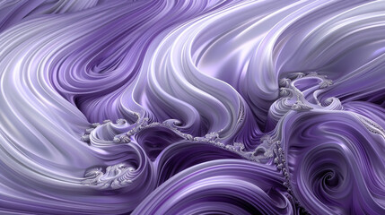 A calming and mystical interaction of lavender and silver waves, swirling together in a serene dance that captures the essence of a peaceful night.