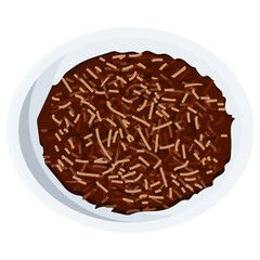 お皿に置いてある茶葉のアイコンのイラスト　ベクター