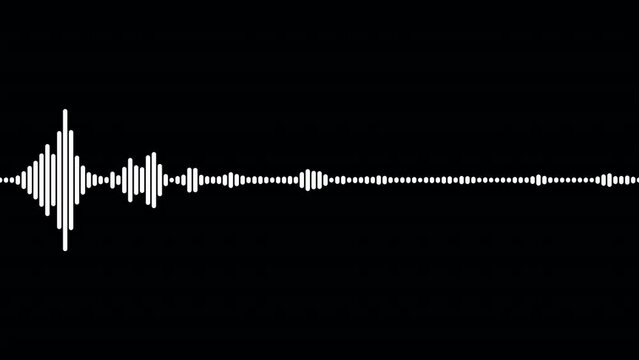 4k abstract music sound wave or audio wavefrom isolated on black background.Line digital minimalist voice and symbol technology.