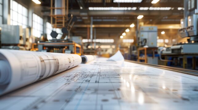 Draw technical drawings with this wide banner featuring a professional large format plotter that works in engineering offices. 