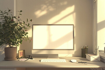 Sunny Desk Workspace Mockup Template