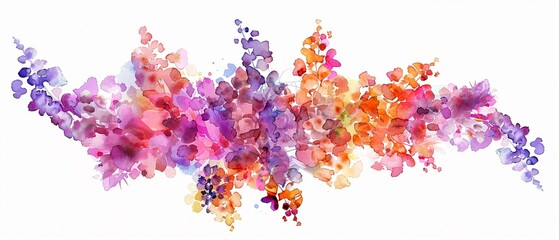 A single object clipart of a watercolor crafted butterfly bush with fractal effects on each flower