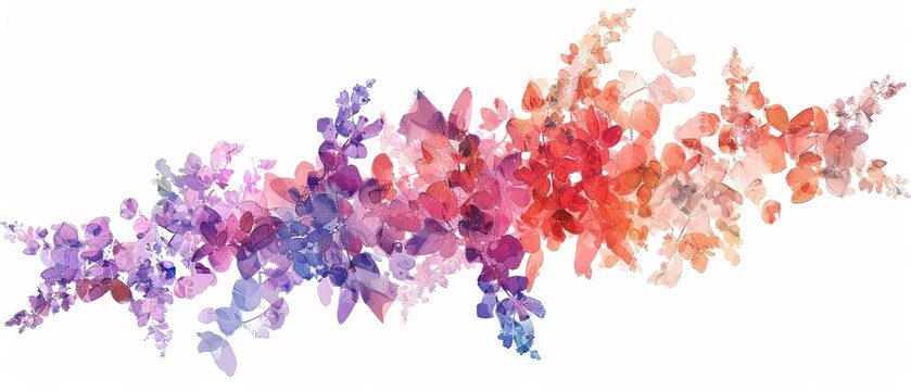 A single object clipart of a watercolor crafted butterfly bush with fractal effects on each flower