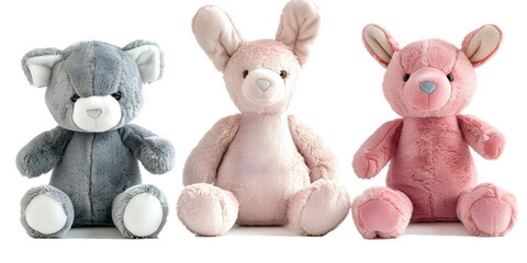Plush Toys Trio Stuffed Animals Teddy Bear Kangaroo