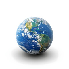 Fototapeta premium Earth Globe 3D Render Realistic Geography Ocean Continents