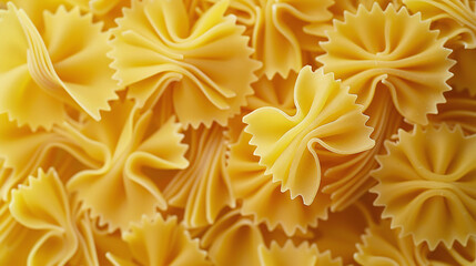 A bunch uncooked yellow pasta isolated on background