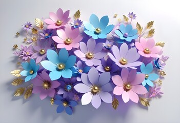 3d rendered photo of flowers on a plain background