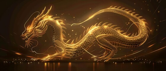 Featuring a golden Chinese dragon