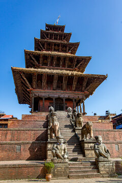 Nyatapola temple on Durbar Square of Bhaktapur, Nepal. Nyatapola Pagoda on Taumadhi Square in Bhaktapur, Kathmandu Valley, Nepal