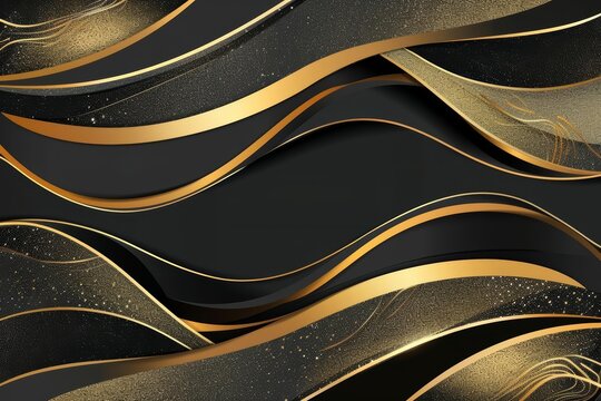 The abstract golden and black luxury frame design merges modern sophistication with a hint of glamour