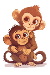 Obraz premium Cute little monkey and baby