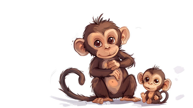Cute little monkey and baby